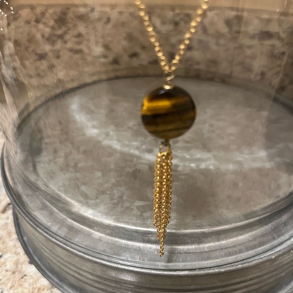 Lia Sophia Gold-Tone Necklace with Brown Faceted Bead & Tassel - Picture 6 of 9